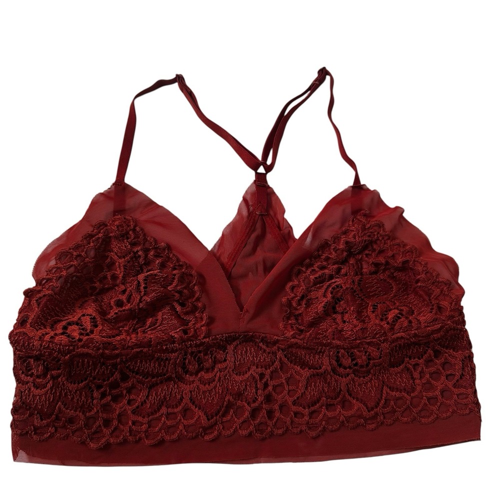 Aerie Floral Lace Crossback Wireless Pullover Bralette Bra Rust Size XS | 69-5